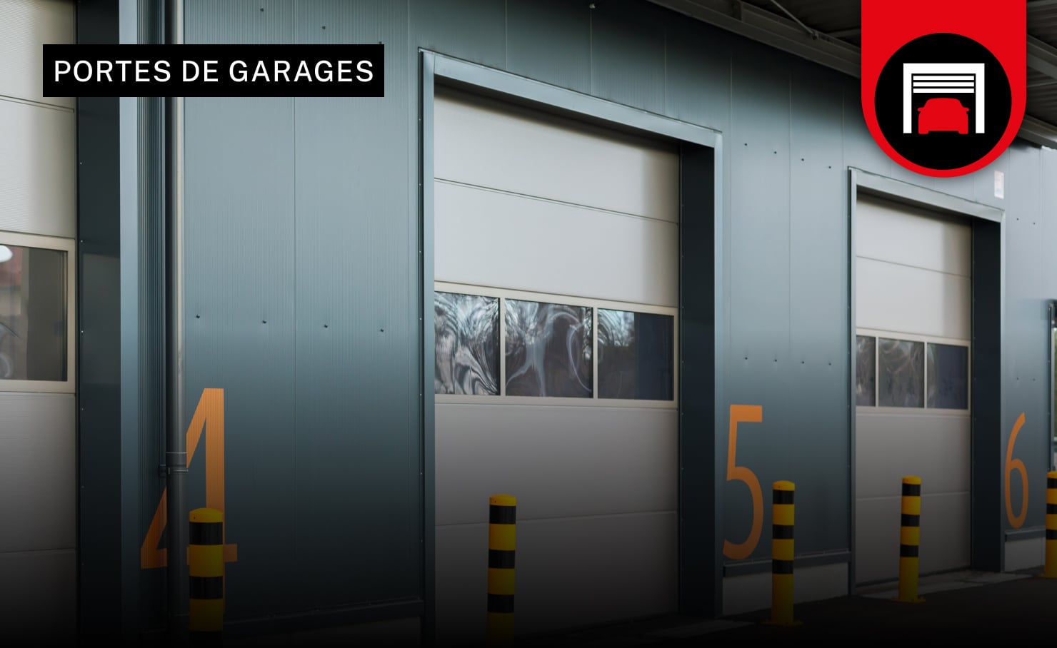 Portes de garages métalliques grises pour usage professionnels